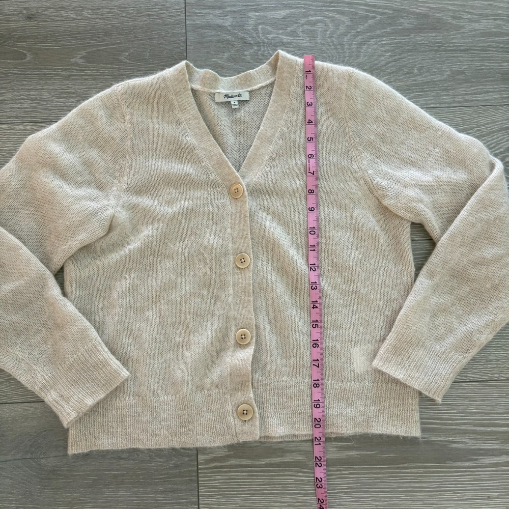 Madewell Womens Beige V-Neck Cozy Alpaca Wool-Blend Knit Cardigan Sweater Size M
